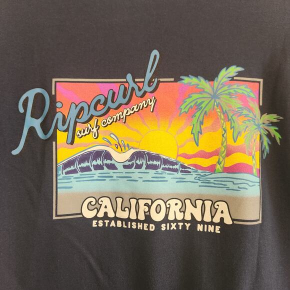 Rip Curl Men's Size Small Surf Company California Black Beach Wave T-Shirt NWT - Picture 5 of 5